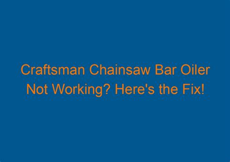 Craftsman Chainsaw Bar Oil Not Working: [How To。